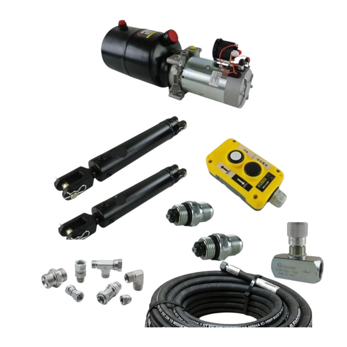 Heavy Duty Hydraulic Ramp Kit - Double Acting - Includes Hose & Fittings