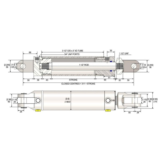 3" Bore Double Acting Cylinders