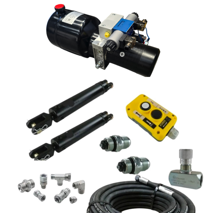 Heavy Duty Hydraulic Ramp Kit - Double Acting - Includes Hose & Fittings