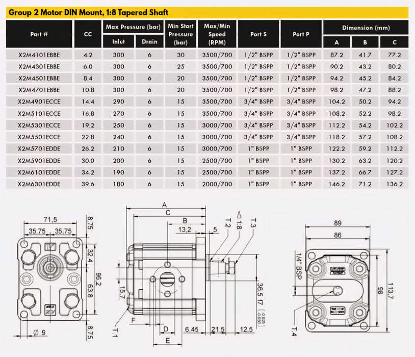 Vivoil Group 2 Pump DIN 1:8 Tapered Shaft