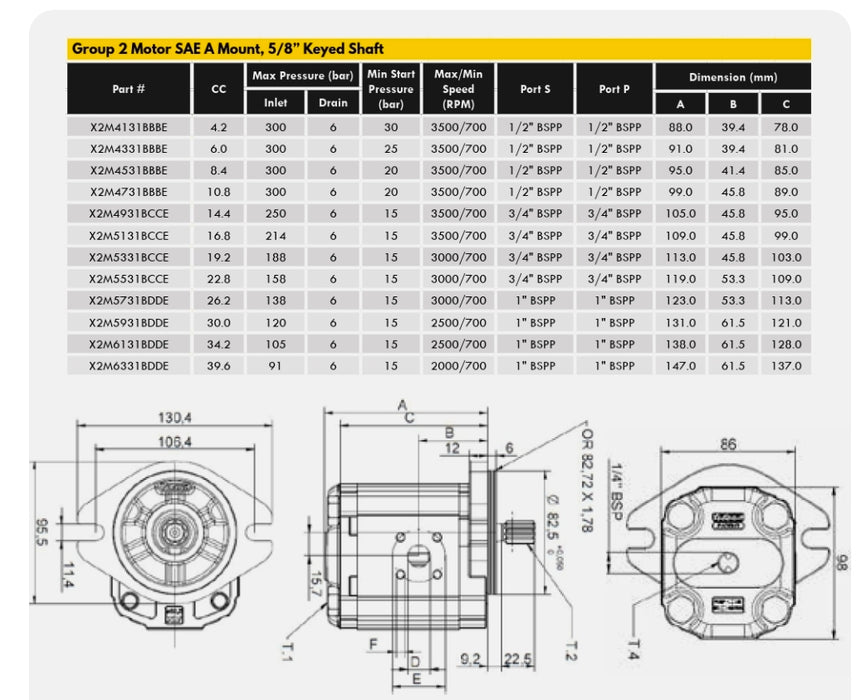 Vivoil Group 2 Pump SAE A Mount 10 Tooth Splined Shaft (Cast Iron End Plates)