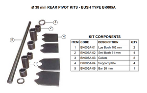 Rear Pivot Bar Kit - BKOO5A - Bush Type 38mm