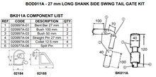 Load image into Gallery viewer, Side Swing Tailgate Kit BOD011A - Long Shank 27mm
